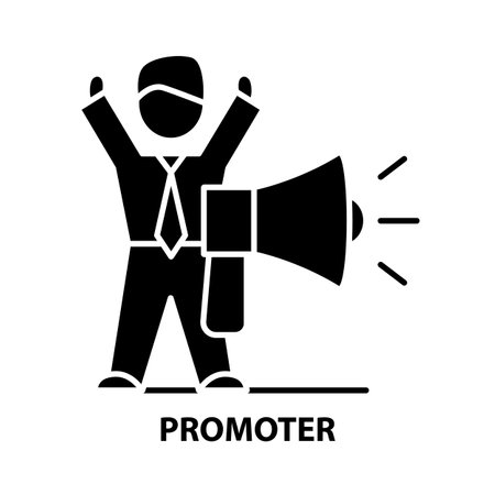 promoter icon, black vector sign with editable strokes, concept illustrationのイラスト素材