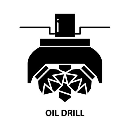oil drill icon, black vector sign with editable strokes, concept illustrationのイラスト素材