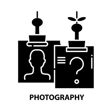 photography symbol icon, black vector sign with editable strokes, concept illustrationのイラスト素材
