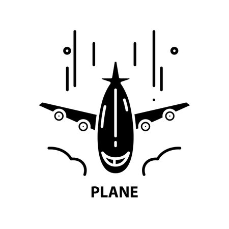 plane icon, black vector sign with editable strokes, concept illustrationのイラスト素材