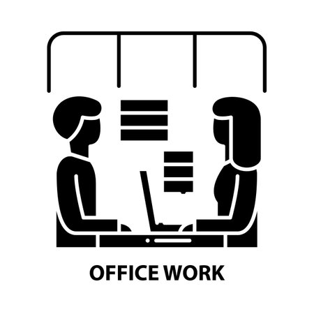 office work icon, black vector sign with editable strokes, concept illustrationのイラスト素材