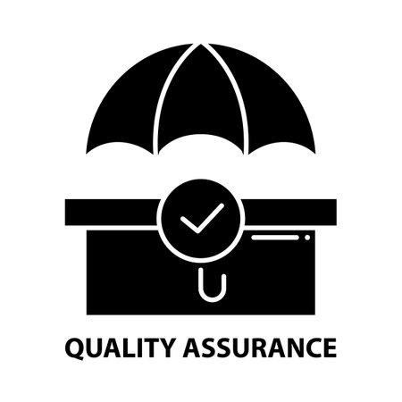 quality assurance icon, black vector sign with editable strokes, concept illustrationのイラスト素材