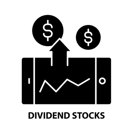 dividend stocks icon, black vector sign with editable strokes, concept illustrationのイラスト素材