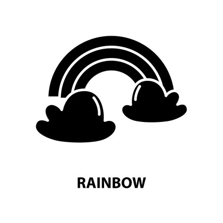 rainbow icon, black vector sign with editable strokes, concept illustrationのイラスト素材