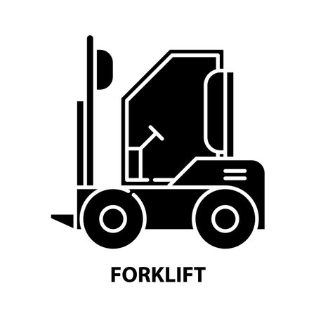 forklift symbol icon, black vector sign with editable strokes, concept illustrationのイラスト素材