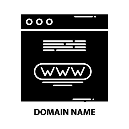 domain name icon, black vector sign with editable strokes, concept illustrationのイラスト素材