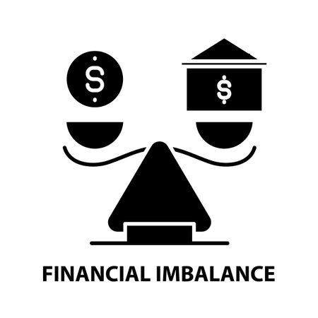 financial imbalance icon, black vector sign with editable strokes, concept illustrationのイラスト素材