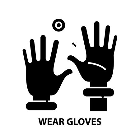 wear gloves icon, black vector sign with editable strokes, concept illustrationのイラスト素材