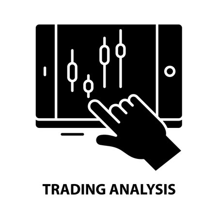 trading analysis icon, black vector sign with editable strokes, concept illustrationのイラスト素材