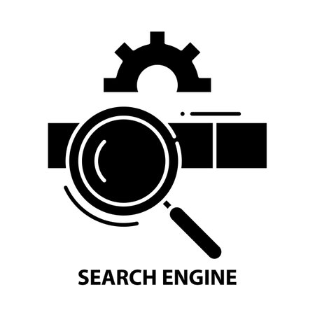 search engine symbol icon, black vector sign with editable strokes, concept illustrationのイラスト素材