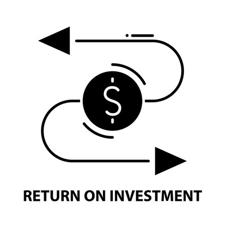 return on investment symbol icon, black vector sign with editable strokes, concept illustrationのイラスト素材