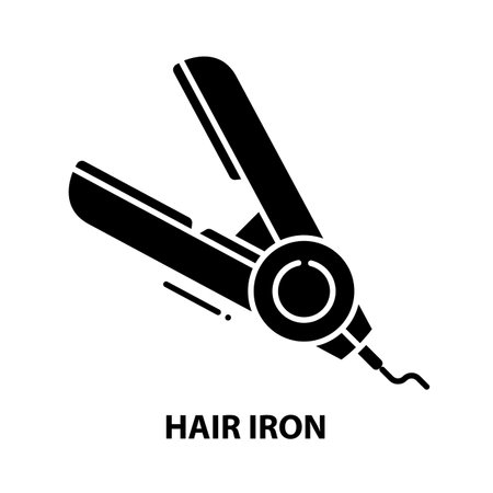 hair iron symbol icon, black vector sign with editable strokes, concept illustrationのイラスト素材