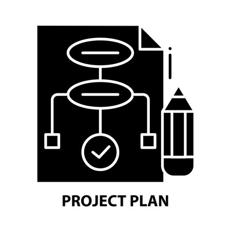 project plan icon, black vector sign with editable strokes, concept illustrationのイラスト素材