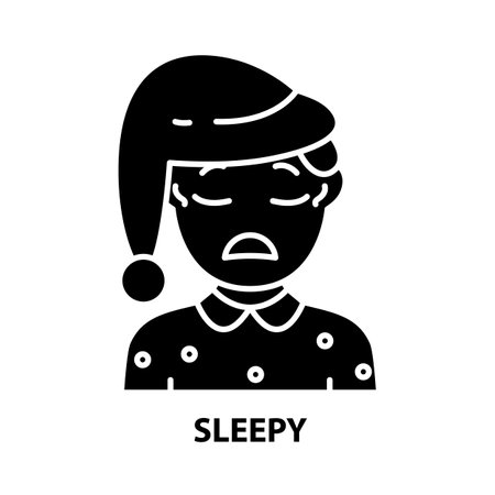sleepy icon, black vector sign with editable strokes, concept illustrationのイラスト素材