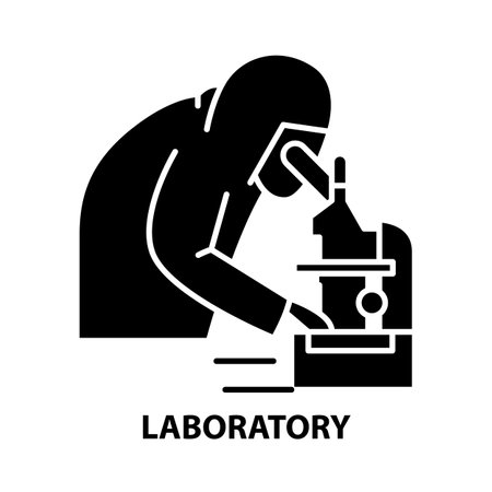 laboratory icon, black vector sign with editable strokes, concept illustrationのイラスト素材