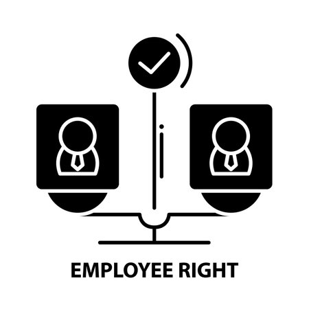 employee right icon, black vector sign with editable strokes, concept illustrationのイラスト素材