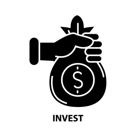 invest icon, black vector sign with editable strokes, concept illustrationのイラスト素材