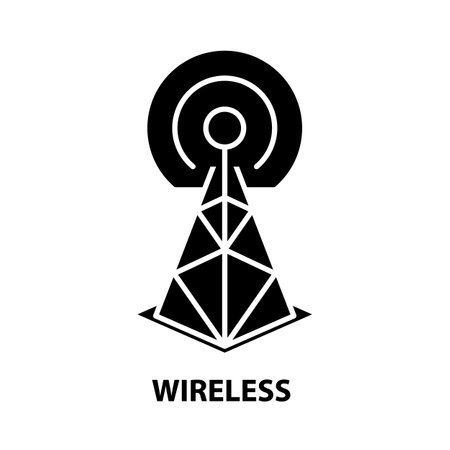wireless icon, black vector sign with editable strokes, concept illustrationのイラスト素材