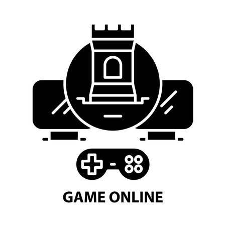 game online icon, black vector sign with editable strokes, concept illustrationのイラスト素材