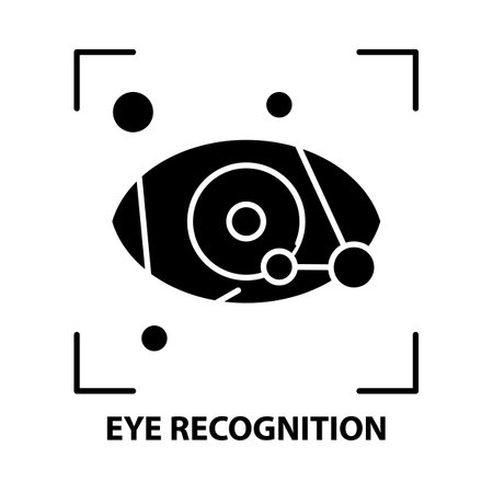 eye recognition icon, black vector sign with editable strokes, concept illustrationのイラスト素材