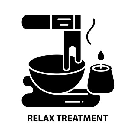 relax treatment icon, black vector sign with editable strokes, concept illustrationのイラスト素材