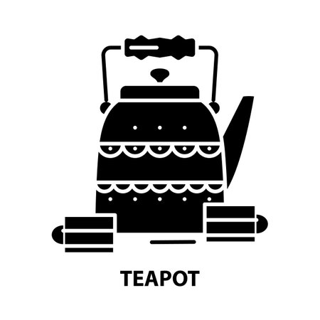 teapot icon, black vector sign with editable strokes, concept illustrationのイラスト素材
