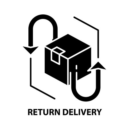 return delivery icon, black vector sign with editable strokes, concept illustrationのイラスト素材