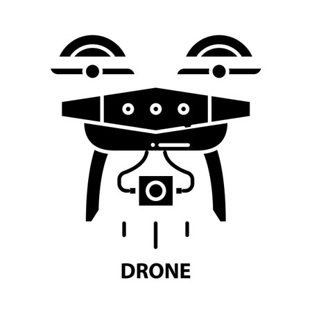 drone symbol icon, black vector sign with editable strokes, concept illustrationのイラスト素材