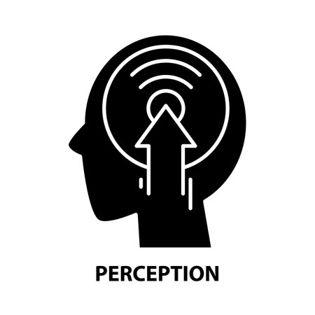 perception icon, black vector sign with editable strokes, concept illustrationのイラスト素材