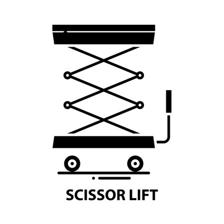 scissor lift symbol icon, black vector sign with editable strokes, concept illustrationのイラスト素材