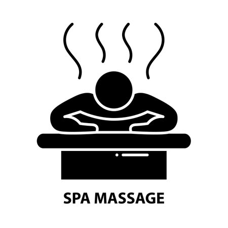 spa massage icon, black vector sign with editable strokes, concept illustrationのイラスト素材