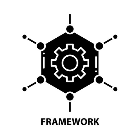 framework icon, black vector sign with editable strokes, concept illustrationのイラスト素材