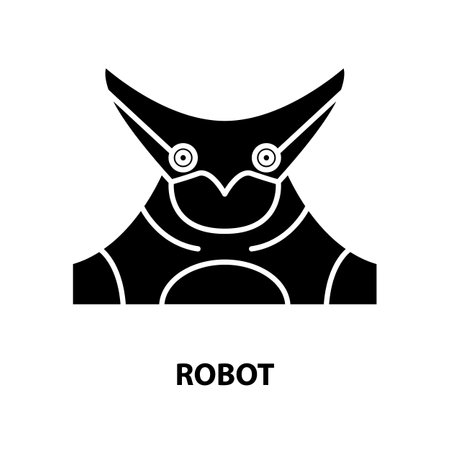 robot symbol icon, black vector sign with editable strokes, concept illustrationのイラスト素材
