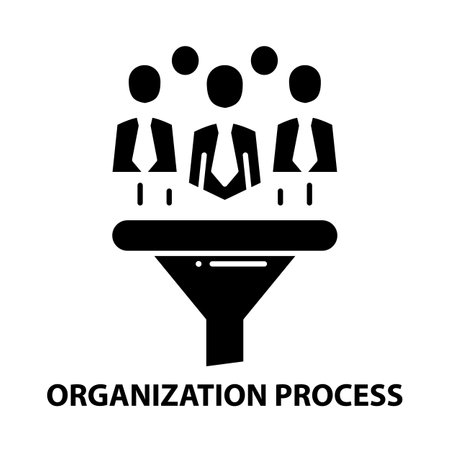 organization process icon, black vector sign with editable strokes, concept illustrationのイラスト素材