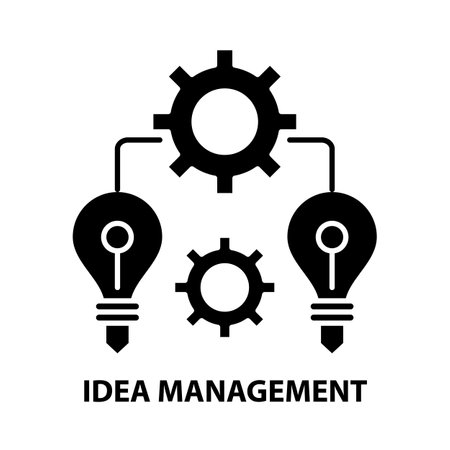 idea management icon, black vector sign with editable strokes, concept illustrationのイラスト素材