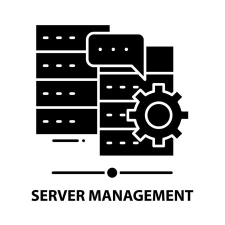 server management icon, black vector sign with editable strokes, concept illustrationのイラスト素材