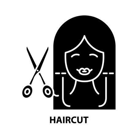 haircut icon, black vector sign with editable strokes, concept illustrationのイラスト素材