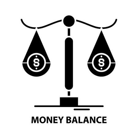 money balance icon, black vector sign with editable strokes, concept illustrationのイラスト素材