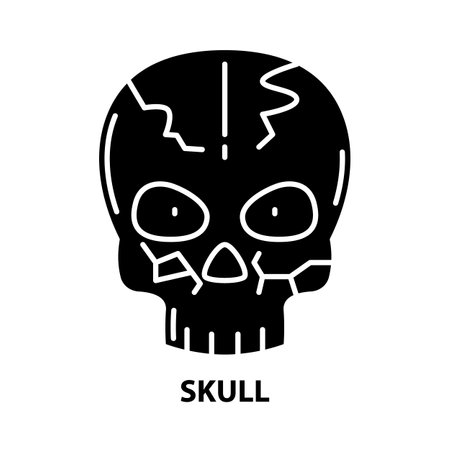 skull icon, black vector sign with editable strokes, concept illustrationのイラスト素材