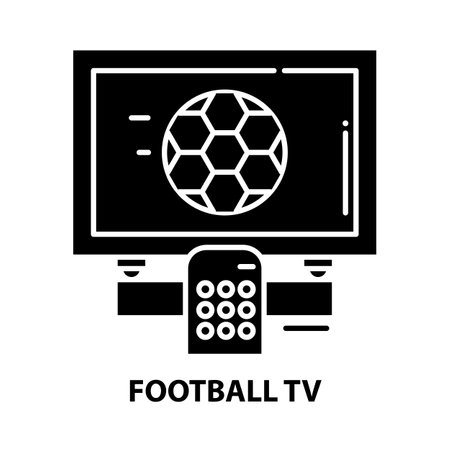 football tv icon, black vector sign with editable strokes, concept illustrationのイラスト素材