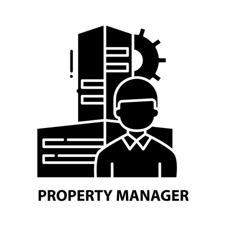 property manager icon, black vector sign with editable strokes, concept illustrationのイラスト素材