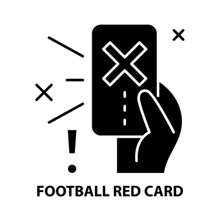 football red card icon, black vector sign with editable strokes, concept illustrationのイラスト素材