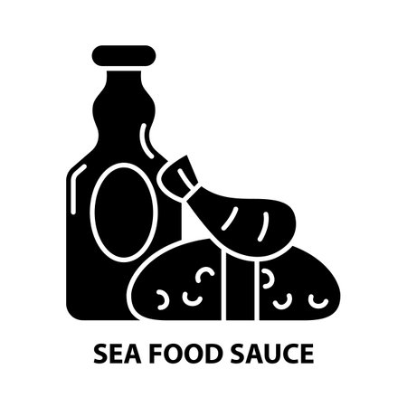 sea food sauce icon, black vector sign with editable strokes, concept illustrationのイラスト素材