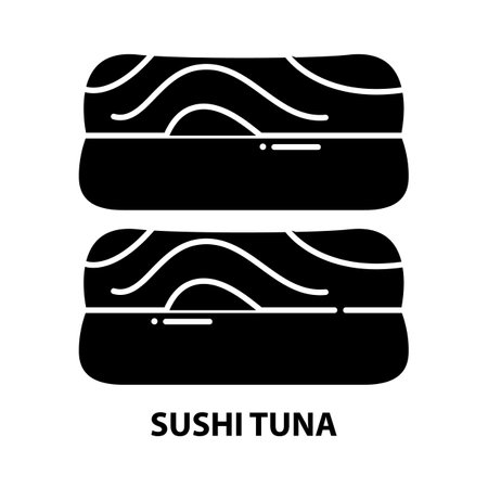 sushi tuna icon, black vector sign with editable strokes, concept illustrationのイラスト素材
