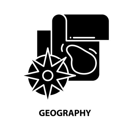 geography icon, black vector sign with editable strokes, concept illustrationのイラスト素材