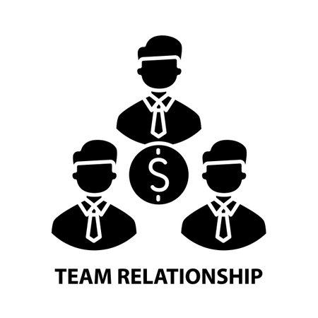 team relationship symbol icon, black vector sign with editable strokes, concept illustrationのイラスト素材