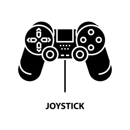joystick symbol icon, black vector sign with editable strokes, concept illustration