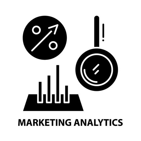 marketing analytics icon, black vector sign with editable strokes, concept illustrationのイラスト素材