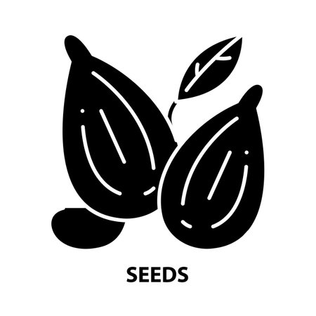 seeds icon, black vector sign with editable strokes, concept illustrationのイラスト素材
