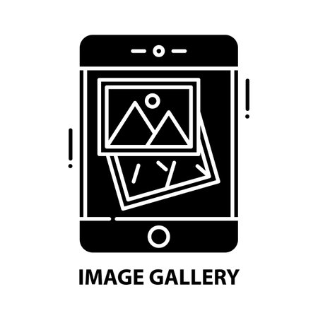 image gallery icon, black vector sign with editable strokes, concept illustrationのイラスト素材
